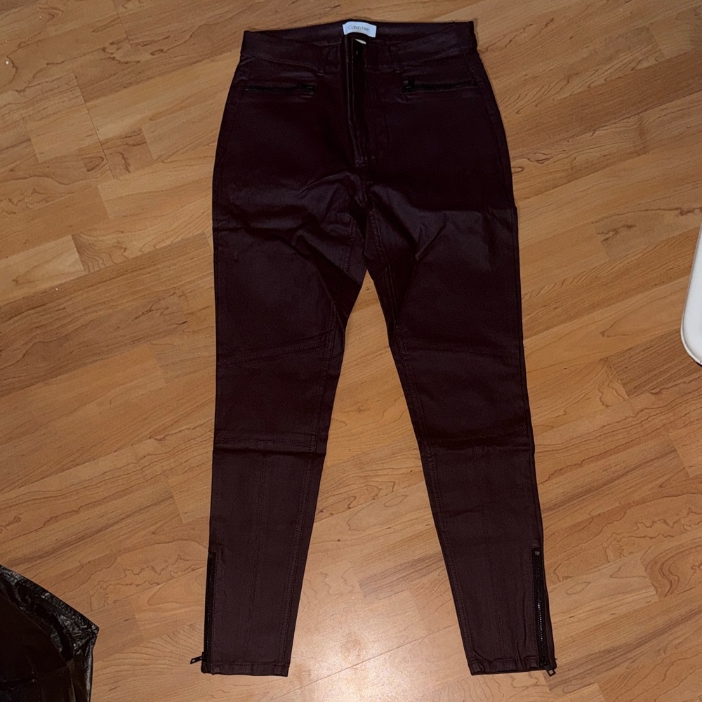 Calvin Klein Deep Wine Moto Skinny Pants